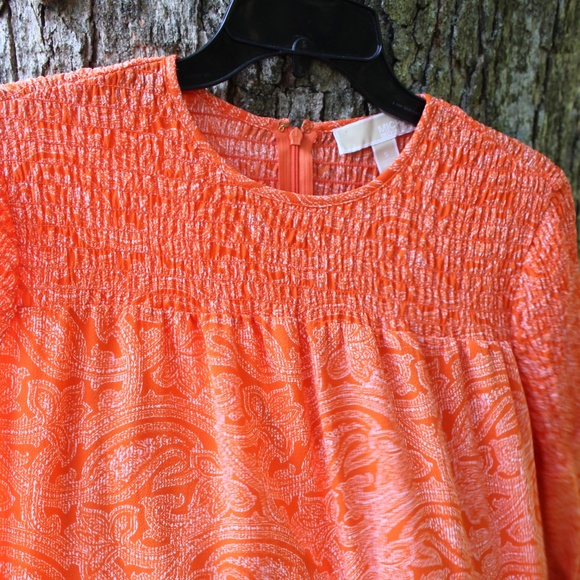 MICHAEL Michael Kors Tops - Michael Kors Women's Orange White Paisley Blouse